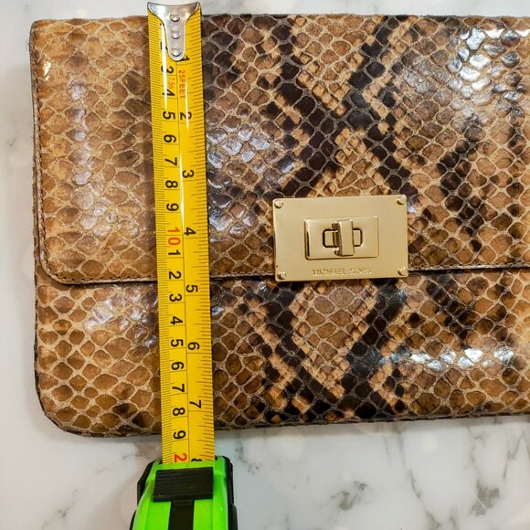 MICHAEL KORS JET SET PYTHON EMBOSSED LEATHER CLUTCH / SHOULDER BAG - Picture 11 of 11